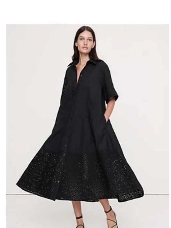 Banana Republic Dresses & Skirts - Banana Republic Black Button-Front Eyelet Midi Dress